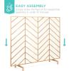 imageBest Choice Products 38x31in Single Panel Handcrafted Wrought Iron Mesh Chevron Fireplace Screen Fire Spark Guard for Living Room Bedroom Dcor wDistressed Antique Finish  GoldGold