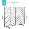 imageBest Choice Products 38x31in Single Panel Handcrafted Wrought Iron Mesh Chevron Fireplace Screen Fire Spark Guard for Living Room Bedroom Dcor wDistressed Antique Finish  GoldPewter