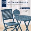 imageBest Choice Products 3Piece Acacia Wood Bistro Set Folding Patio Furniture for Backyard Balcony Deck w 2 Chairs Round Coffee Table Teak Finish  NaturalSlate Blue