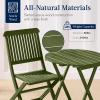 imageBest Choice Products 3Piece Acacia Wood Bistro Set Folding Patio Furniture for Backyard Balcony Deck w 2 Chairs Round Coffee Table Teak Finish  NaturalOlive