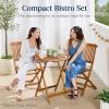 imageBest Choice Products 3Piece Acacia Wood Bistro Set Folding Patio Furniture for Backyard Balcony Deck w 2 Chairs Round Coffee Table Teak Finish  NaturalCharcoal