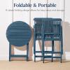 imageBest Choice Products 3Piece Acacia Wood Bistro Set Folding Patio Furniture for Backyard Balcony Deck w 2 Chairs Round Coffee Table Teak Finish  NaturalSlate Blue