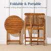 imageBest Choice Products 3Piece Acacia Wood Bistro Set Folding Patio Furniture for Backyard Balcony Deck w 2 Chairs Round Coffee Table Teak Finish  NaturalNatural