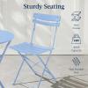 imageBest Choice Products 3Piece Bistro Set Space Saving Folding Design Solid Steel Outdoor Patio Furniture Set w 2 Chairs Bistro Table  SageLight Blue