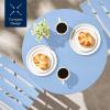 imageBest Choice Products 3Piece Bistro Set Space Saving Folding Design Solid Steel Outdoor Patio Furniture Set w 2 Chairs Bistro Table  SageLight Blue
