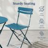 imageBest Choice Products 3Piece Bistro Set Space Saving Folding Design Solid Steel Outdoor Patio Furniture Set w 2 Chairs Bistro Table  SagePeacock Blue