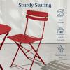 imageBest Choice Products 3Piece Bistro Set Space Saving Folding Design Solid Steel Outdoor Patio Furniture Set w 2 Chairs Bistro Table  SageRed