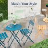 imageBest Choice Products 3Piece Bistro Set Space Saving Folding Design Solid Steel Outdoor Patio Furniture Set w 2 Chairs Bistro Table  SageSage