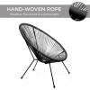 imageBest Choice Products 3Piece Outdoor Acapulco AllWeather Patio Conversation Bistro Set wPlastic Rope Glass Top Table and 2 Chairs  NaturalBlack
