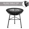imageBest Choice Products 3Piece Outdoor Acapulco AllWeather Patio Conversation Bistro Set wPlastic Rope Glass Top Table and 2 Chairs  NaturalBlack