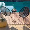 imageBest Choice Products 3Piece Outdoor Acapulco AllWeather Patio Conversation Bistro Set wPlastic Rope Glass Top Table and 2 Chairs  NaturalBlack