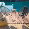 imageBest Choice Products 3Piece Outdoor Acapulco AllWeather Patio Conversation Bistro Set wPlastic Rope Glass Top Table and 2 Chairs  NaturalGrey