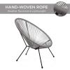 imageBest Choice Products 3Piece Outdoor Acapulco AllWeather Patio Conversation Bistro Set wPlastic Rope Glass Top Table and 2 Chairs  NaturalGrey