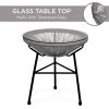 imageBest Choice Products 3Piece Outdoor Acapulco AllWeather Patio Conversation Bistro Set wPlastic Rope Glass Top Table and 2 Chairs  NaturalGrey