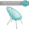 imageBest Choice Products 3Piece Outdoor Acapulco AllWeather Patio Conversation Bistro Set wPlastic Rope Glass Top Table and 2 Chairs  NaturalLight Blue