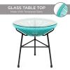 imageBest Choice Products 3Piece Outdoor Acapulco AllWeather Patio Conversation Bistro Set wPlastic Rope Glass Top Table and 2 Chairs  NaturalLight Blue