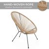 imageBest Choice Products 3Piece Outdoor Acapulco AllWeather Patio Conversation Bistro Set wPlastic Rope Glass Top Table and 2 Chairs  NaturalNatural