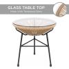 imageBest Choice Products 3Piece Outdoor Acapulco AllWeather Patio Conversation Bistro Set wPlastic Rope Glass Top Table and 2 Chairs  NaturalNatural