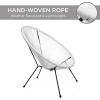 imageBest Choice Products 3Piece Outdoor Acapulco AllWeather Patio Conversation Bistro Set wPlastic Rope Glass Top Table and 2 Chairs  NaturalWhite