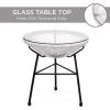 imageBest Choice Products 3Piece Outdoor Acapulco AllWeather Patio Conversation Bistro Set wPlastic Rope Glass Top Table and 2 Chairs  NaturalWhite