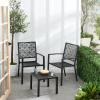 imageBest Choice Products 3Piece Outdoor Bistro Set Stackable Modern Steel Furniture for Porch Garden w 2 Chairs Table Geometric Decor  PeachBlack