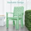imageBest Choice Products 3Piece Outdoor Bistro Set Stackable Modern Steel Furniture for Porch Garden w 2 Chairs Table Geometric Decor  PeachMint Green