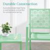 imageBest Choice Products 3Piece Outdoor Bistro Set Stackable Modern Steel Furniture for Porch Garden w 2 Chairs Table Geometric Decor  PeachMint Green