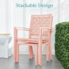 imageBest Choice Products 3Piece Outdoor Bistro Set Stackable Modern Steel Furniture for Porch Garden w 2 Chairs Table Geometric Decor  PeachPeach