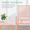 imageBest Choice Products 3Piece Outdoor Bistro Set Stackable Modern Steel Furniture for Porch Garden w 2 Chairs Table Geometric Decor  PeachPeach