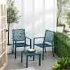 imageBest Choice Products 3Piece Outdoor Bistro Set Stackable Modern Steel Furniture for Porch Garden w 2 Chairs Table Geometric Decor  PeachPeacock Blue