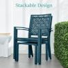 imageBest Choice Products 3Piece Outdoor Bistro Set Stackable Modern Steel Furniture for Porch Garden w 2 Chairs Table Geometric Decor  PeachPeacock Blue