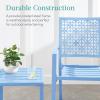 imageBest Choice Products 3Piece Outdoor Bistro Set Stackable Modern Steel Furniture for Porch Garden w 2 Chairs Table Geometric Decor  PeachSky Blue