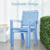 imageBest Choice Products 3Piece Outdoor Bistro Set Stackable Modern Steel Furniture for Porch Garden w 2 Chairs Table Geometric Decor  PeachSky Blue