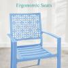 imageBest Choice Products 3Piece Outdoor Bistro Set Stackable Modern Steel Furniture for Porch Garden w 2 Chairs Table Geometric Decor  PeachSky Blue