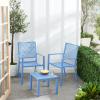 imageBest Choice Products 3Piece Outdoor Bistro Set Stackable Modern Steel Furniture for Porch Garden w 2 Chairs Table Geometric Decor  PeachSky Blue