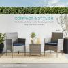imageBest Choice Products 3Piece Outdoor Wicker Conversation Bistro Set Space Saving Patio Furniture for Garden wSide Table  GrayNavyBlackBlack