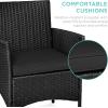 imageBest Choice Products 3Piece Outdoor Wicker Conversation Bistro Set Space Saving Patio Furniture for Garden wSide Table  GrayNavyBlackBlack