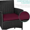 imageBest Choice Products 3Piece Outdoor Wicker Conversation Bistro Set Space Saving Patio Furniture for Garden wSide Table  GrayNavyBlackDeep Burgundy