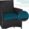 imageBest Choice Products 3Piece Outdoor Wicker Conversation Bistro Set Space Saving Patio Furniture for Garden wSide Table  GrayNavyBlackPeacock