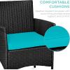 imageBest Choice Products 3Piece Outdoor Wicker Conversation Bistro Set Space Saving Patio Furniture for Garden wSide Table  GrayNavyBlackTeal