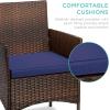 imageBest Choice Products 3Piece Outdoor Wicker Conversation Bistro Set Space Saving Patio Furniture for Garden wSide Table  GrayNavyBrownNavy