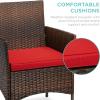 imageBest Choice Products 3Piece Outdoor Wicker Conversation Bistro Set Space Saving Patio Furniture for Garden wSide Table  GrayNavyBrownRed