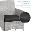 imageBest Choice Products 3Piece Outdoor Wicker Conversation Bistro Set Space Saving Patio Furniture for Garden wSide Table  GrayNavyGrayBlack