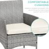 imageBest Choice Products 3Piece Outdoor Wicker Conversation Bistro Set Space Saving Patio Furniture for Garden wSide Table  GrayNavyGrayCream