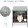 imageBest Choice Products 3Piece Outdoor Wicker Conversation Bistro Set Space Saving Patio Furniture for Garden wSide Table  GrayNavyGrayGray
