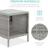 imageBest Choice Products 3Piece Outdoor Wicker Conversation Bistro Set Space Saving Patio Furniture for Garden wSide Table  GrayNavyGrayNavy