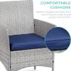 imageBest Choice Products 3Piece Outdoor Wicker Conversation Bistro Set Space Saving Patio Furniture for Garden wSide Table  GrayNavyGrayNavy