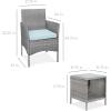imageBest Choice Products 3Piece Outdoor Wicker Conversation Bistro Set Space Saving Patio Furniture for Garden wSide Table  GrayNavyGrayPastel Blue