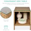 imageBest Choice Products 3Piece Outdoor Wicker Conversation Bistro Set Space Saving Patio Furniture for Garden wSide Table  GrayNavyNaturalIvory