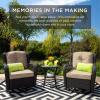 imageBest Choice Products 3Piece Outdoor Wicker Patio Bistro Set w 2 360Degree Swivel Rocking Chairs and Tempered Glass Top Side Table  NavyBeige